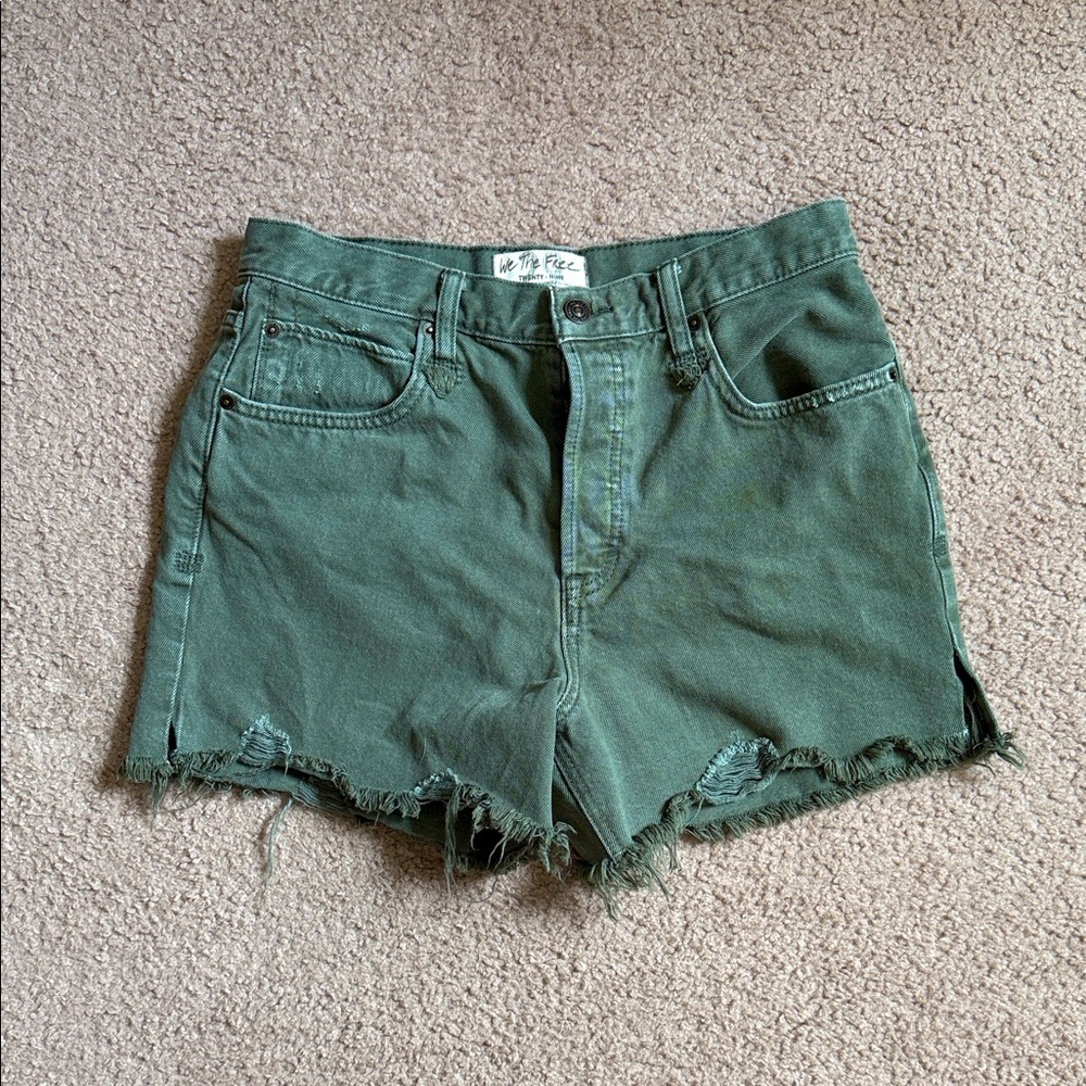 We The Free Olive Green Jean Shorts